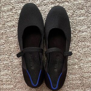 Rothy's Black Mary Jane Flats with Blue Trim